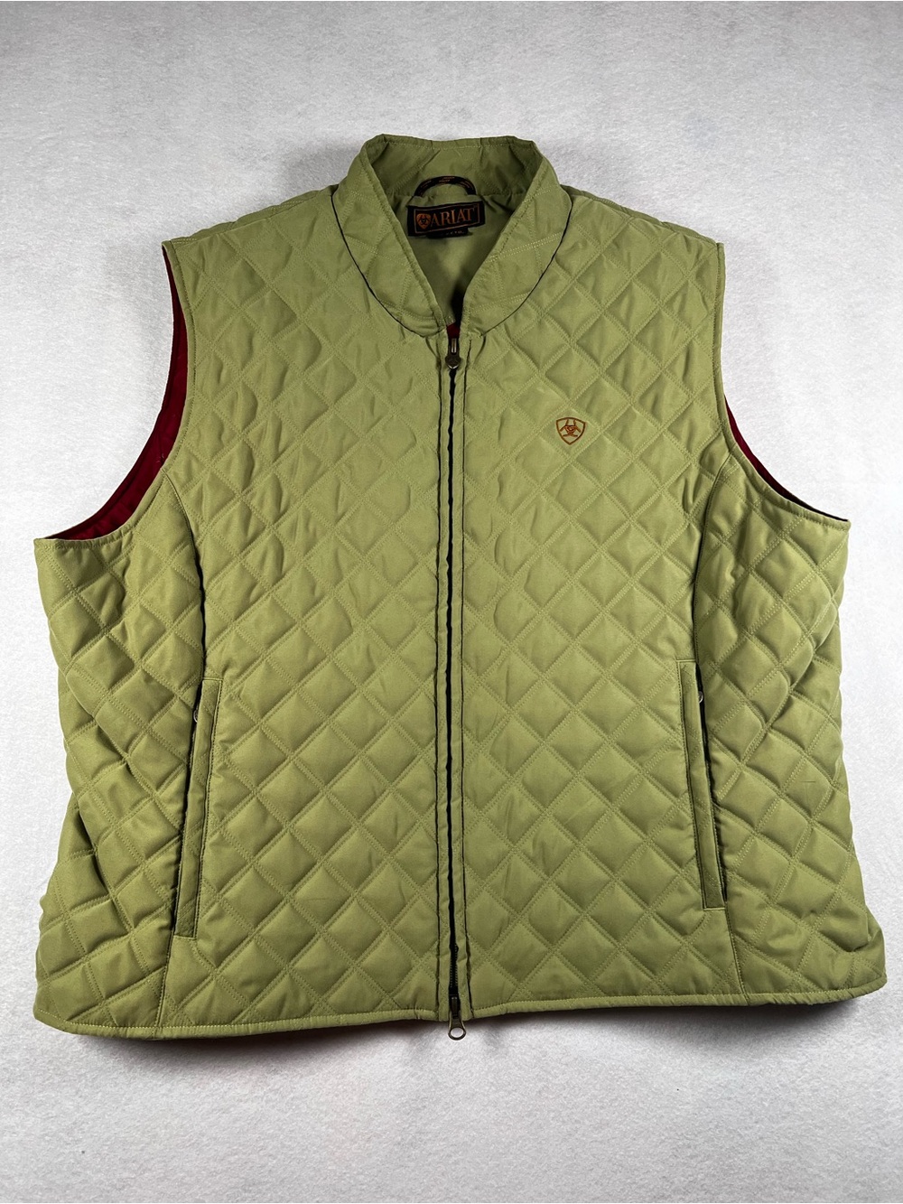Ariat Womenโs XXL Quilted Vest Green Western Equestrian Full Zip Riding